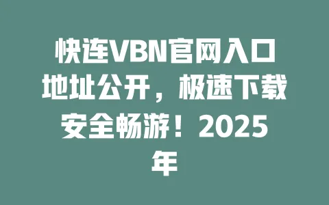 快连VBN官网入口地址公开,极速下载安全畅游!2025年 一